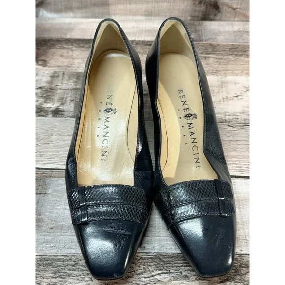 Renee Mancini Paris Capretto Karung Pump Heels Women Shoes Dress Black 34.5 US 4 - Picture 5 of 14